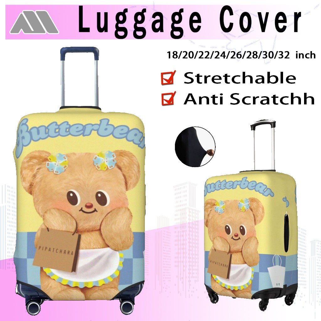 ผ้าคลุมกระเป๋าเดินทาง ผ้าสแปนเด็กซ์ แบบยืดหยุ่น ยืดหยุ่น Butter Bear Travel Luggage Cover 18-32 นิ้ว