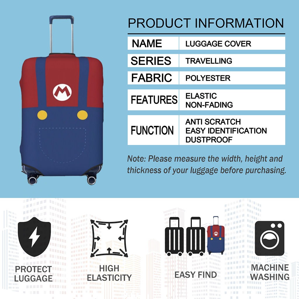 ผ้าคลุมกระเป๋าเดินทาง ผ้าสแปนเด็กซ์ แบบยืดหยุ่น ยืดหยุ่น Mario Travel Luggage Cover 18-32 นิ้ว MB026 ราคา ถูกที่สุด ดีลบีเคเค แกลเลอรีภาพที่ 3