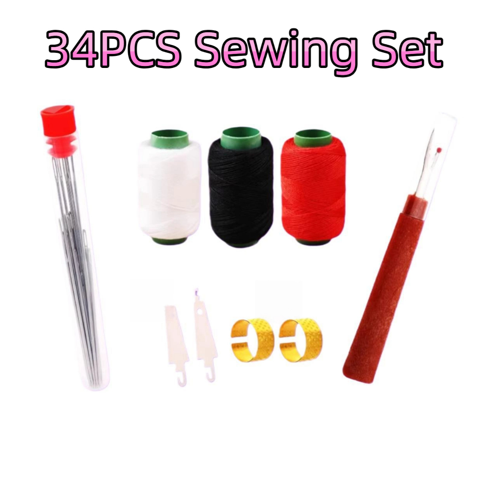 ชุดเครื่องมือเย็บผ้า 34 ชิ้น, เครื่องมือซ่อมแซมเข็มและมือ, ชุดเครื่องมือปัก, ชุดงานฝีมือ ทําเอง