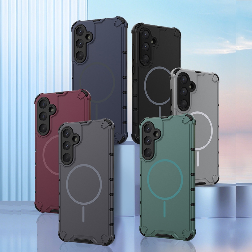 SAMSUNG Magnetic Matte Armorเคสโทรศัพท์สําหรับSamsung Galaxy A56 A36 A55 A35 A25 A15 A54 A34 A14 A13 5G Anti Dropกันชนกันกระแทกปกแข็ง