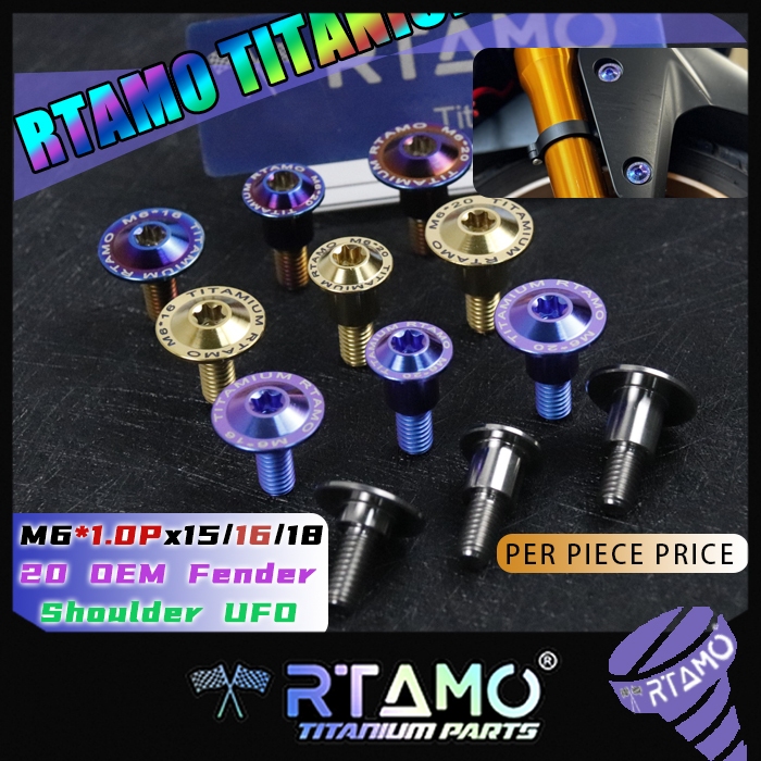 RTAMO ไทเทเนียม Gr5 M6x15 16 18 20 18D T30 Nmax Xmax Fender บังโคลน น็อตร่างกาย SuperBike