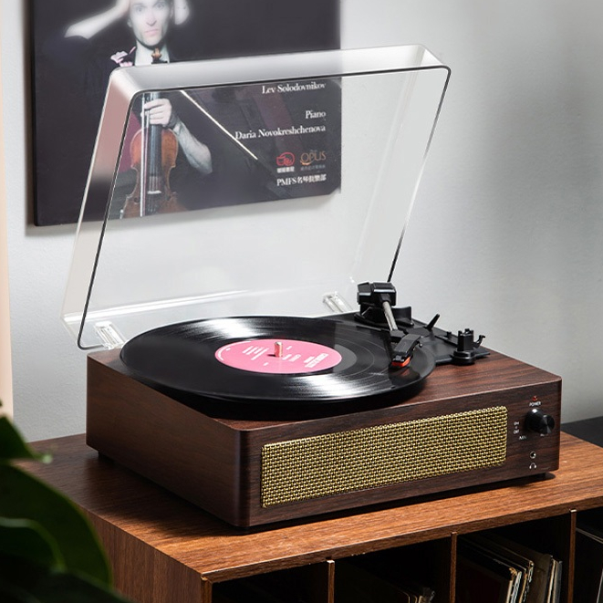 Middix เครื่องเล่นแผ่นเสียงอเนกประสงค์ รองรับบลูทูธ มีลําโพงในตัว เอาต์พุต RCA