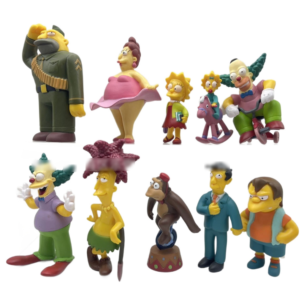 10 ชิ้น/เซ็ต 6-11 ซม. Simpsons รูป Homer J Simpson Marge Simpson Bart Simpson Ned Flanders PVC ตัวเล