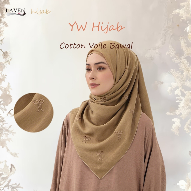 LAVEN Bow Square Hijab Coquette Ribbon Paris Hijab ปัก Paris Square Vile ผ้าพันคอ