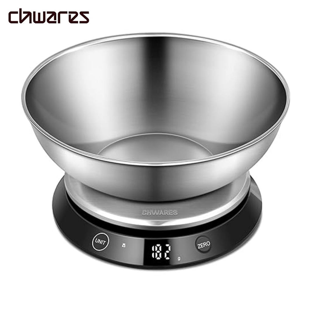 CHWARES เครื่องชั่งดิจิตอลในครัวความแม่นยําสูง USB ชาร์จอาหาร-เกรด 304 สแตนเลส 6 หน่วย