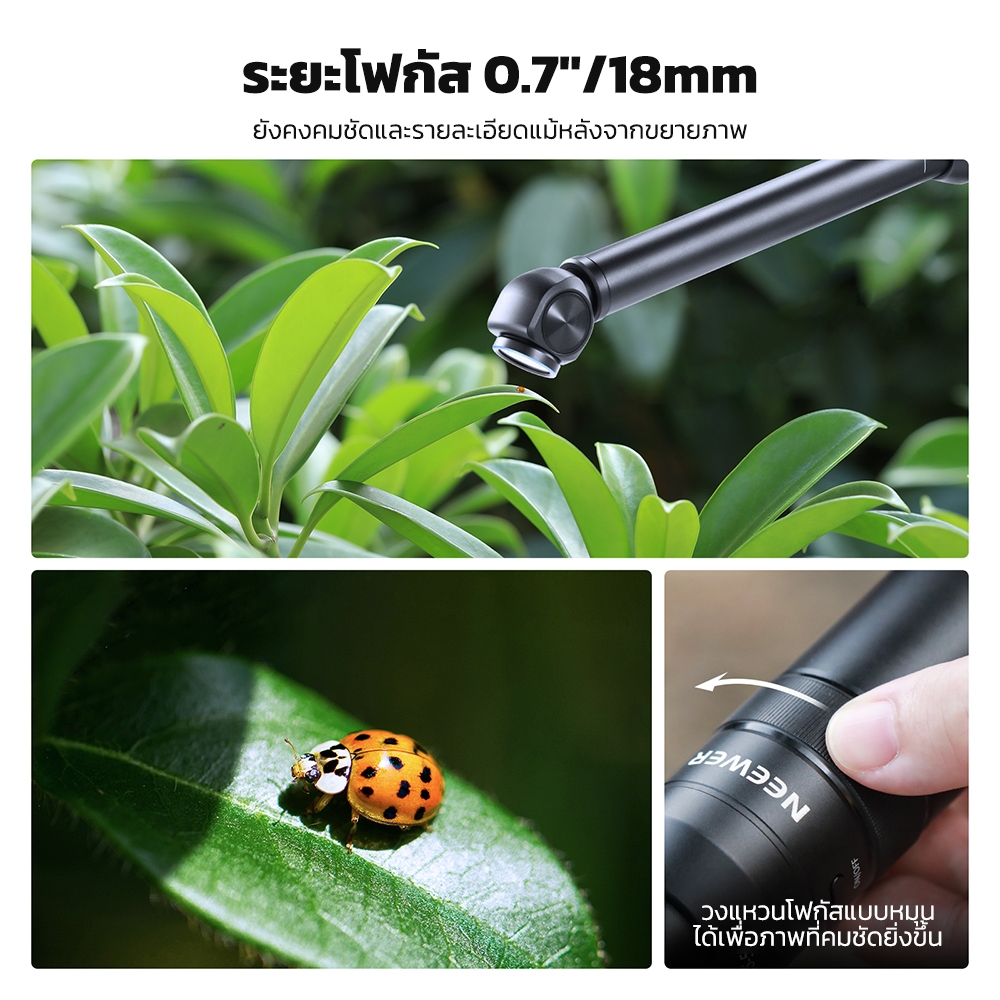 Neewer 135° 18 มม.2X Macro Probe เลนส์ 17 มม.สําหรับโทรศัพท์มือถือบันทึกวิดีโอสําหรับโทรศัพท์กรงเคสโทรศัพท์ใช้งานร่วมกับ iPhone Samsung, LS-51 - รูปที่ 3