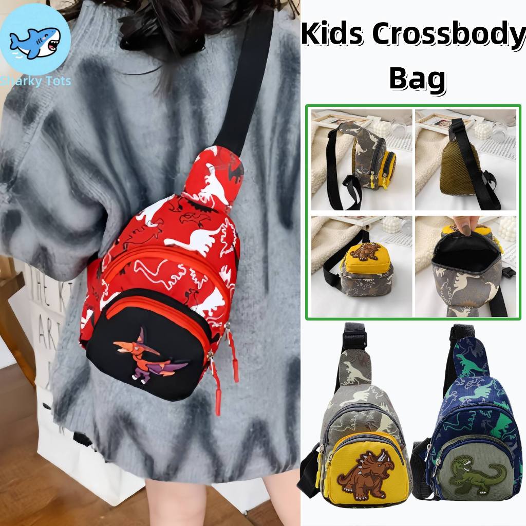 【BKK Delivery】Kids Crossbody Dinosaur Print Messenger Bag กระเป๋าเป้สะพายหลังหน้าอกน้ําหนักเบาสําหรับเด็กอายุ 3-12 กระเป๋าสะพายกลางแจ้ง