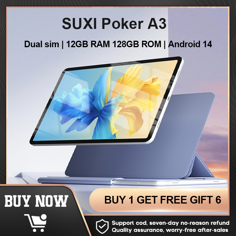 Suxi Poker A3 10.1 tablet  แท็บเล็ต12+128GB 4G, แบตเตอรี่ 6000mAh ลําโพงคู่และผู้ช่วย AI, หน้าจอ IPS