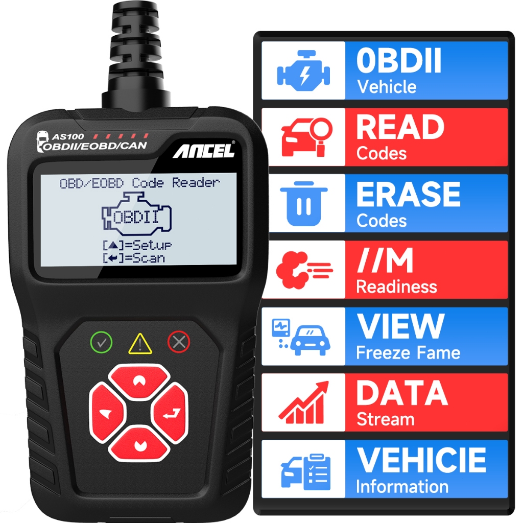 Ancel AS100 OBD2 เครื่องสแกนเนอร์ เครื่องอ่านโค้ด เช็คเครื่องยนต์ PK CR3001 ELM327 AD310