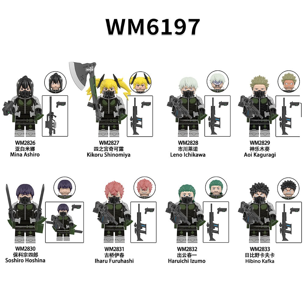 WM6197 WM2826 บล็อกของเล่น Kaiju No.8 Ashiro Mina Hibino Kafka Mini Building Blocks รูปของเล่นเด็ก