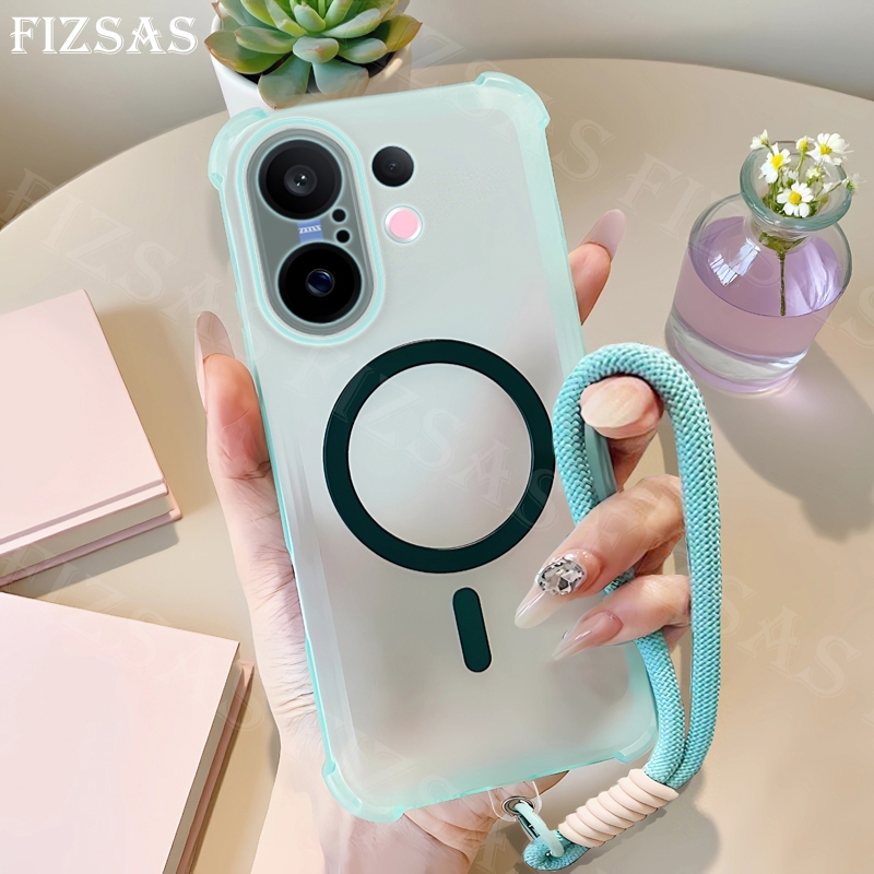 ปลอกซิลิโคนสําหรับ VIVO X200 FE X200 Pro X200 X100 X90 X80 X70 Pro 5G Matte เคสโทรศัพท์ผีเสื้อ Pearl สายรัดข้อมือความงามไร้สายแหวนแม่เหล็กฝาครอบ (FIZSAS FS021) ราคา ถูกที่สุด ดีลบีเคเค
