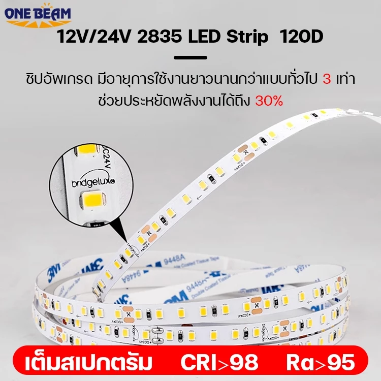 ไฟเส้น LED ONE BEAM 12V/24V 2835 3000K/4000K/6500K 5 เมตร/10 เมตร