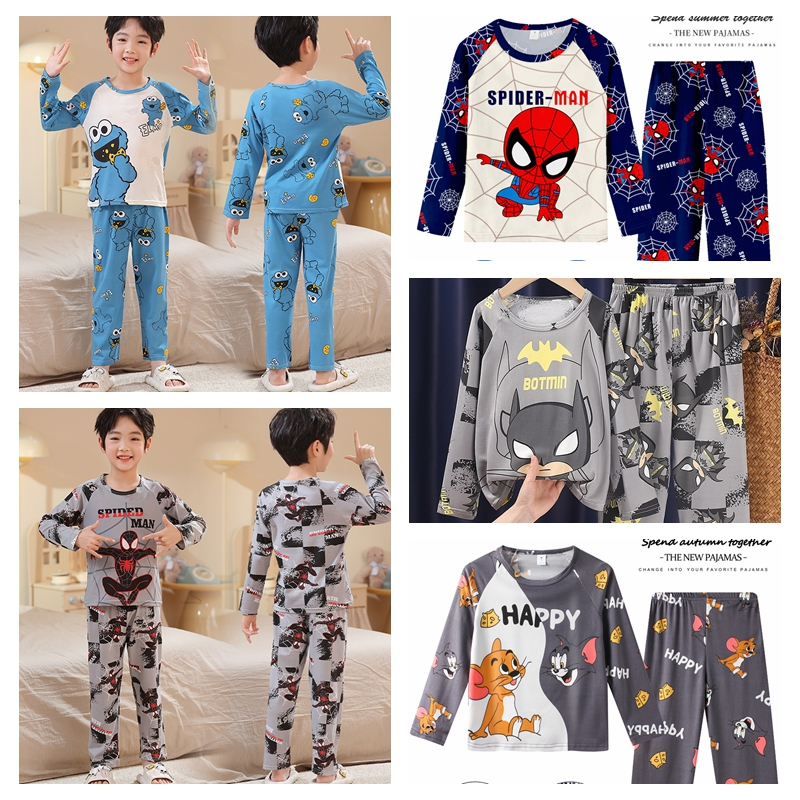 Boy or Girls แขนยาวรอบคอ Spongebob Nightclothes วัยรุ่นโพลีเอสเตอร์หวานชุดนอนสําหรับ 3 - 4 ปี