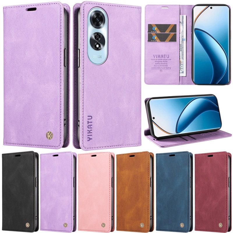 หรูหราปลอกสําหรับOppo A60 4G A79 A98 A5 Pro 5G A78 4G A38 A18 A58 4G A17 A17K A78 5G A5X A3 Pro 5G Matteหนังสือกระเป๋าสตางค์หนังฝาครอบโทรศัพท์แม่เหล็กหนังกรณี