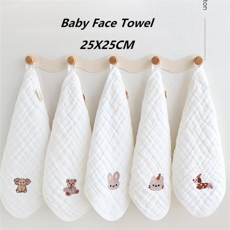 25X25 ซม. ผ้าฝ้ายเด็กผ้าขนหนูเช็ดหน้า 6 ชั้นผ้ากอซผ้ากันเปื้อนเด็กทารกแรกเกิดผ้าเช็ดตัว