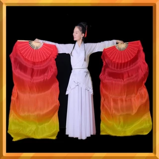 พัดลมเต้นรํา 120 ซม. ผ้าคลุมหน้าหลากสี | พัดมือไม้ไผ่ | อุปกรณ์เสริมเต้นรําหน้าท้องไหล