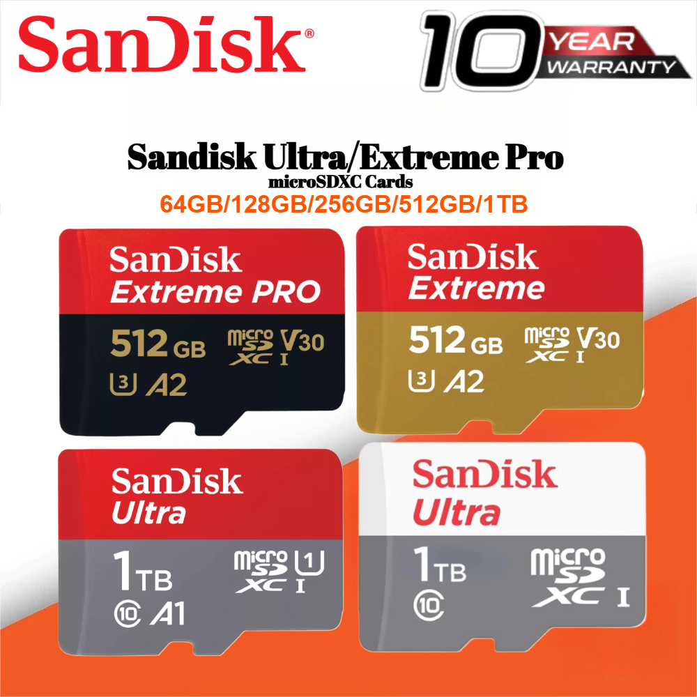 SanD Micro SD Card การ์ดหน่วยความจํา HD 512GB/256GB/128GB/64GB/32GB การ์ด TF/SD ความเร็วสูง Class10 สําหรับกล้องวงจรปิด โทรศัพท์ ,Dash Cams