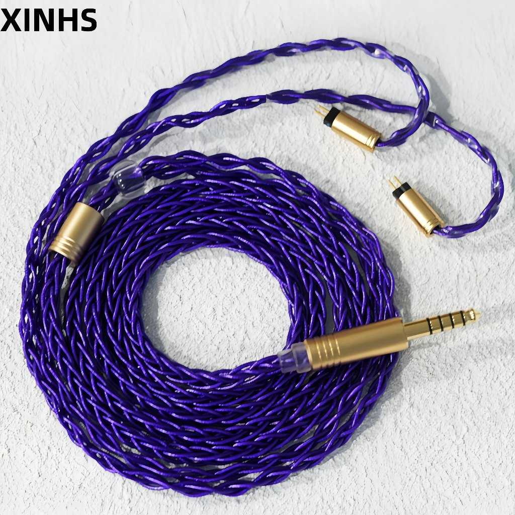 XINHS06 8-core เงินฟอยล์สีม่วงหูฟังอัพเกรดสายเหมาะสําหรับ QDC/2PIN/MMCX/IE900