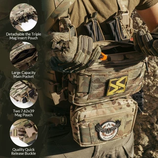 VOTAGOO เสื้อกั๊กยุทธวิธี 500D ไนล่อนยุทธวิธีแขวนหน้าอกทนทานอเนกประสงค์แขวนหน้าอก