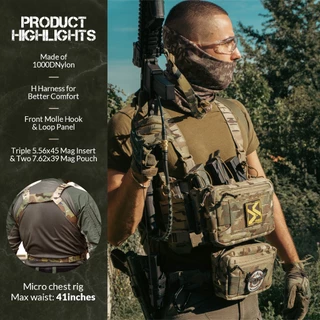 VOTAGOO เสื้อกั๊กยุทธวิธี 500D ไนล่อนยุทธวิธีแขวนหน้าอกทนทานอเนกประสงค์แขวนหน้าอก