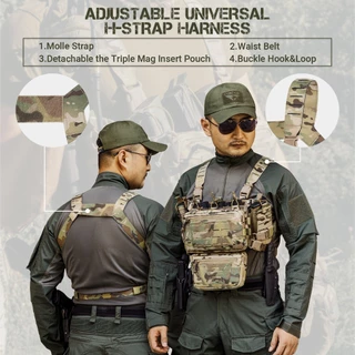 VOTAGOO เสื้อกั๊กยุทธวิธี 500D ไนล่อนยุทธวิธีแขวนหน้าอกทนทานอเนกประสงค์แขวนหน้าอก