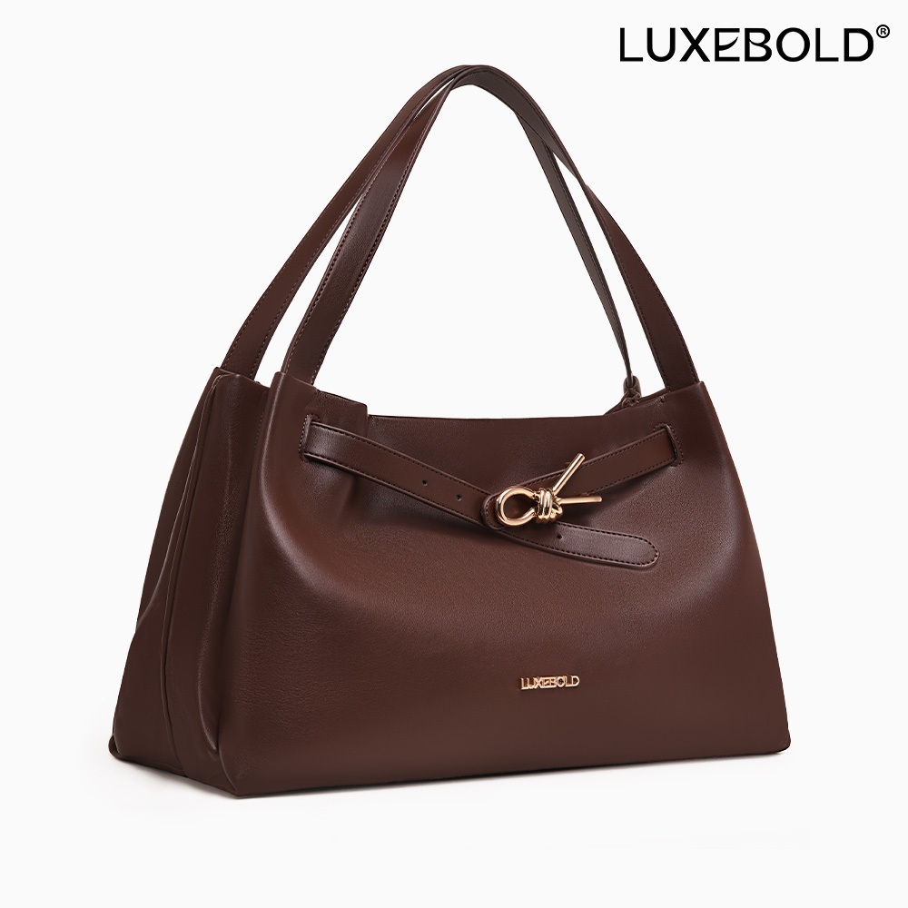 LUXEBOLD กระเป๋าสะพายไหล่ กระเป๋าหนัง ความจุขนาดใหญ่ ซิปปิด สำมารถใช้ไปทำงาน