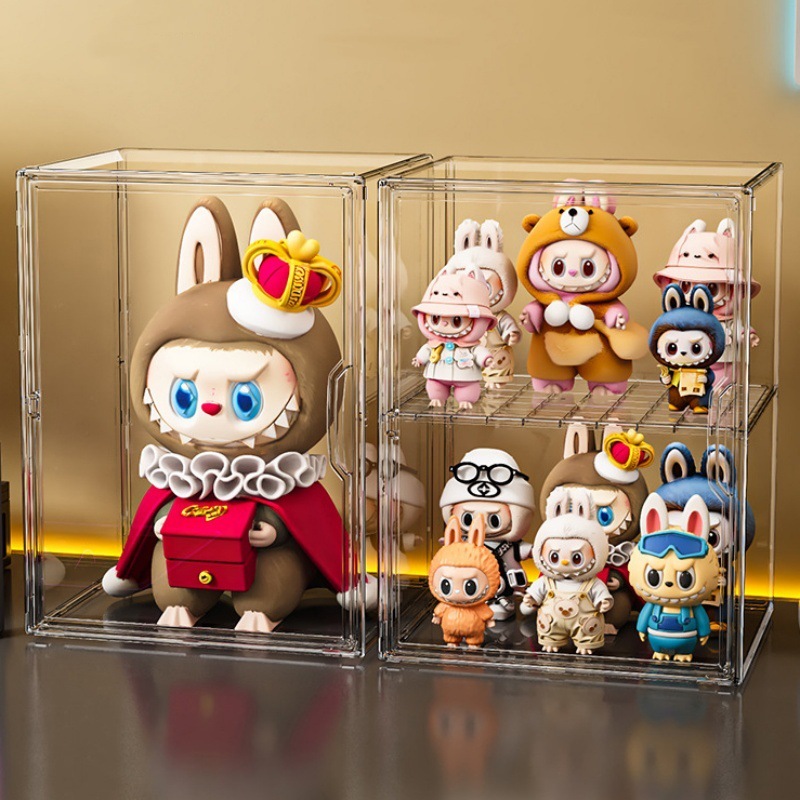 กล่องใสเก็บโมเดล ตู้อะคริลิค Labubu Molly POPMART โชว์ของเล่น ของสะสม โปร่งใสสูง ประตูแม่เหล็ก กันฝุ่นกันความชื้น