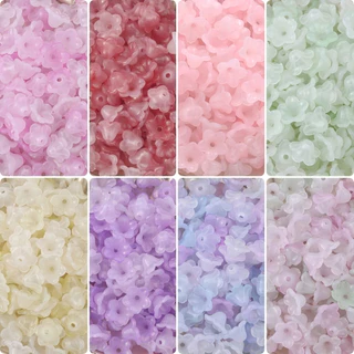 St.Kunkka 50-100pcs ลูกปัดแมกโนเลียอะคริลิค 9*10.5*11 มม. ขนาดอุปกรณ์เสริมลูกปัดแมกโนเลียสองสีสามารถใช้สำหรับการผลิตสร้อยคอลูกปัด DIY DIY