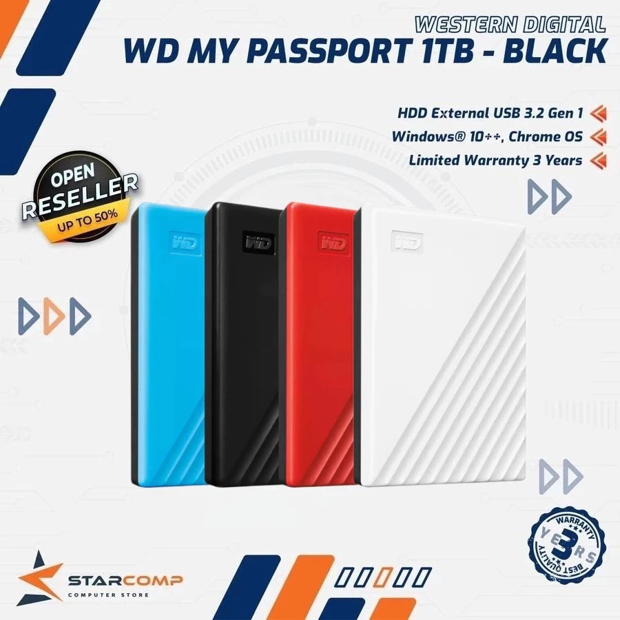 【การจัดส่งรวดเร็ว】 1TB 2TB 4TB HDD 2.5'' External Hard Disk Western digital My Passport USB3.2 Porta