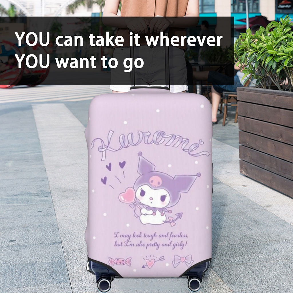 ผ้าคลุมกระเป๋าเดินทาง คุโรมิ ผ้าสแปนเด็กซ์ แบบยืดหยุ่น ยืดหยุ่น Kuromi Travel Luggage Cover 18-32 นิ้ว OMI133 - รูปที่ 3