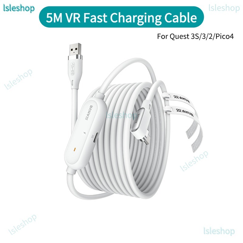 5M VR ชาร์จ Link สําหรับ Quest 3S/3/2/Pico4 Type-C Data Transfer Cable Fast Charge