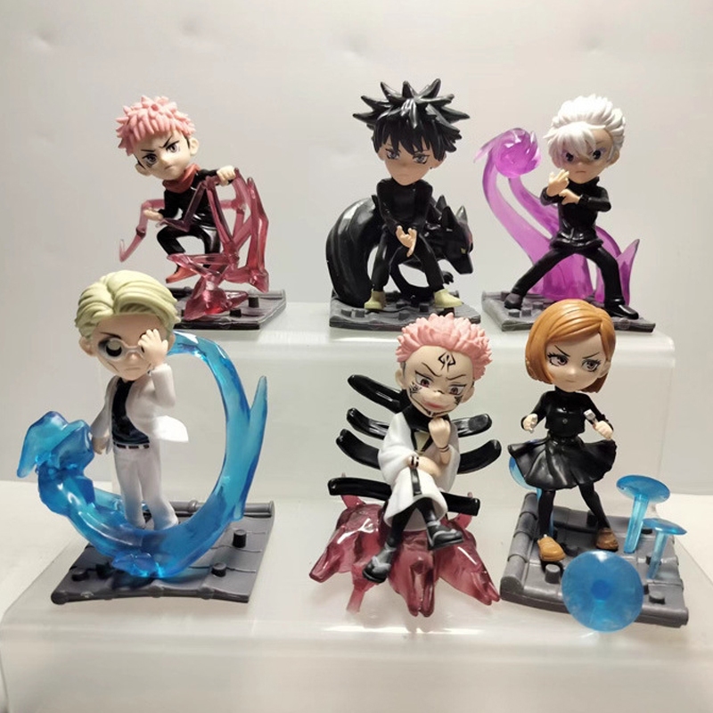6 ชิ้น/เซ็ต 10 ซม.เทคนิคพิเศษ Jujutsu Kaisen อะนิเมะรูป Itadori Yuji Gojo Satoru Nanami Kento รุ่น Q PVC ตัวเลขการกระทําตุ๊กตาของเล่น