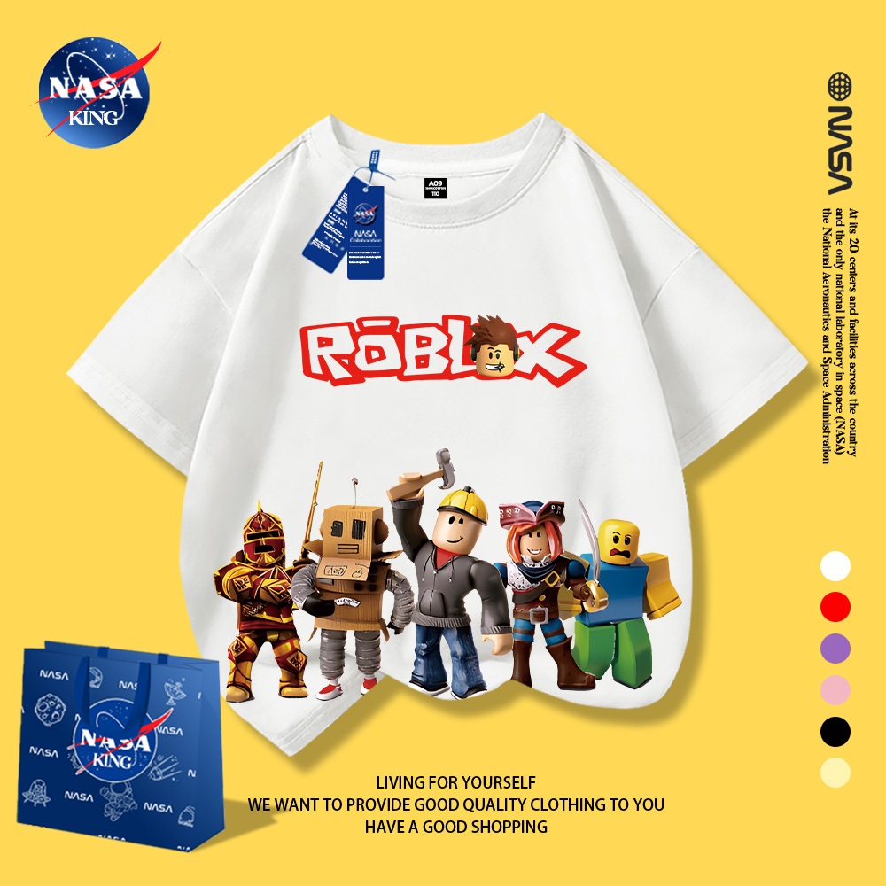 จัดส่งด่วน NASA เสื้อยืดเด็ก ลาย Roblox สุดเท่ สำหรับเด็กผู้ชายผู้หญิง ใส่สบายทุกวัน