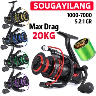 Sougayilang รอกตกปลา อัตราทดเกียร์ 5.2:1 รอกสปูนอลูมิเนียม 1000-5000 รอกหมุน ลากสูงสุด 10 กก.