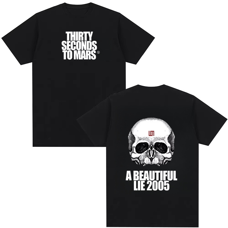 เสื้อยืดผ้าฝ้าย THIRTY SECONDS TO MARS เพลง A Beautiful Lie สไตล์ฮิปฮอป