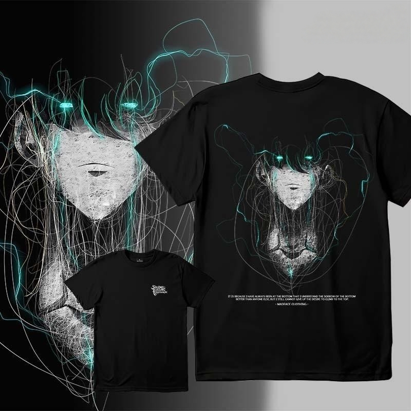 MADFACE เสื้อยืดSolo Leveling Anime Line แบบ_unisex_แขนสั้น สไตล์อินเทรนด์สำหรับทุกวัน