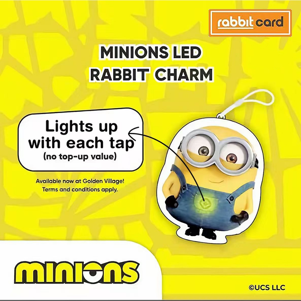 [Physical Card] Rabbit Card Minions LED บัตรแรบบิท  สำหรับบุคคลทั่วไป (Rabbit Charm)