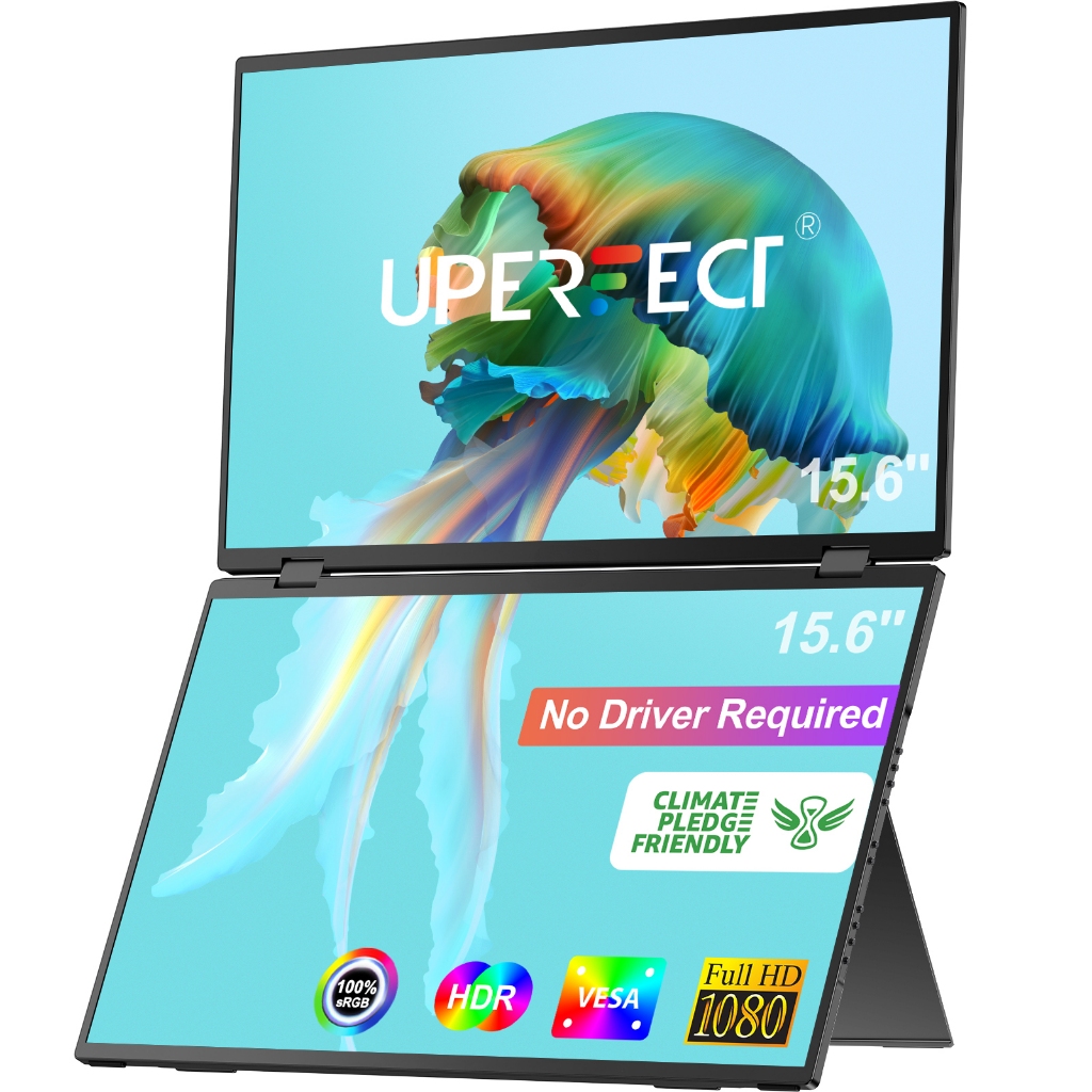 UPERFECT 15.6 "Dual Portable Monitor Laptop1080P 60HZ โทรศัพท์ IPS PS4/5Xbox Switch PC