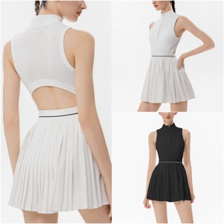 ดรสเทนนิสผู้หญิง ซิปหน้า ระบายอากาศดี กระโปรงพลีท ใส่วิ่งหรื…