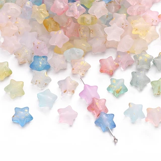 10*9 มม.50 ชิ้น/ถุงอะคริลิค Dot Gold Bead Pentagram สําหรับเครื่องประดับ DIY ทําอุปกรณ์เสริม