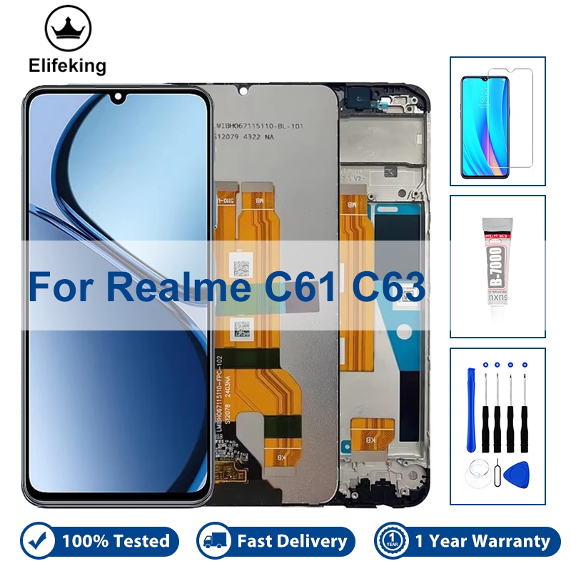 6.75 "จอแสดงผล LCD สําหรับ OPPO Realme C61 C63 C65S RMX39 RMX3930 Touch Screen Digitizer Assembly กรอบอะไหล่