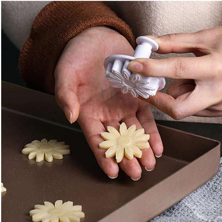 3 ชิ้น Sunflower Fondant Plunger เครื่องตัด - Sugarcraft เครื่องมือสําหรับเค้ก, คุกกี้ตกแต่งและทําแม่พิมพ์