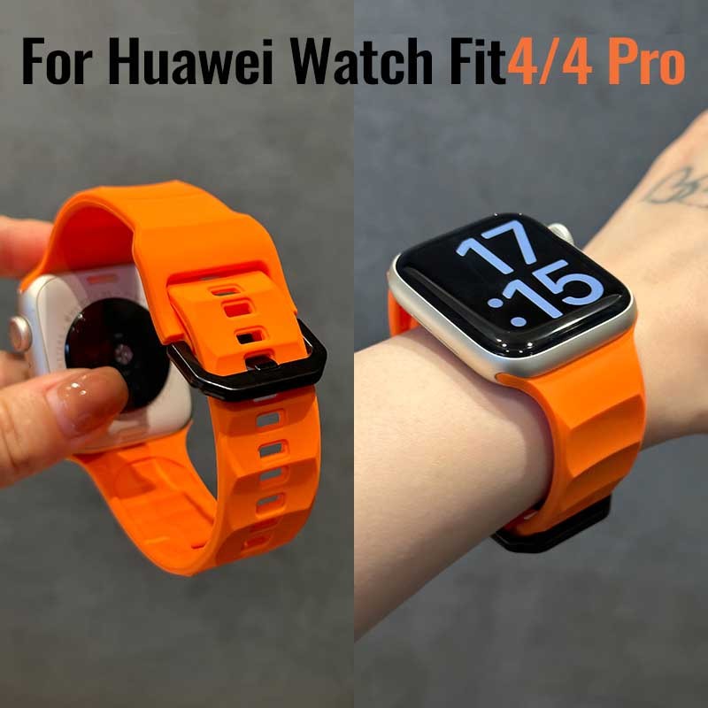 สายซิลิโคนเหลวสําหรับ Huawei Watch Fit 5 Pro Watchband Sport Ocean Wave สายซิลิโคน + TPU Soft Case สําหรับ Huawei นาฬิกา Fit5 Fit4 Fit3 เปลี่ยนอุปกรณ์เสริม