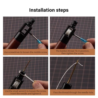 WUTA สว่านหนัง ชุดด้าย เครื่องเย็บอย่างรวดเร็ว ชุดเย็บขอบหนัง DIY เครื่องมือซ่อมแซมเย็บผ้าหนัง, Leather Sewing Awl Thread Kit Stitcher