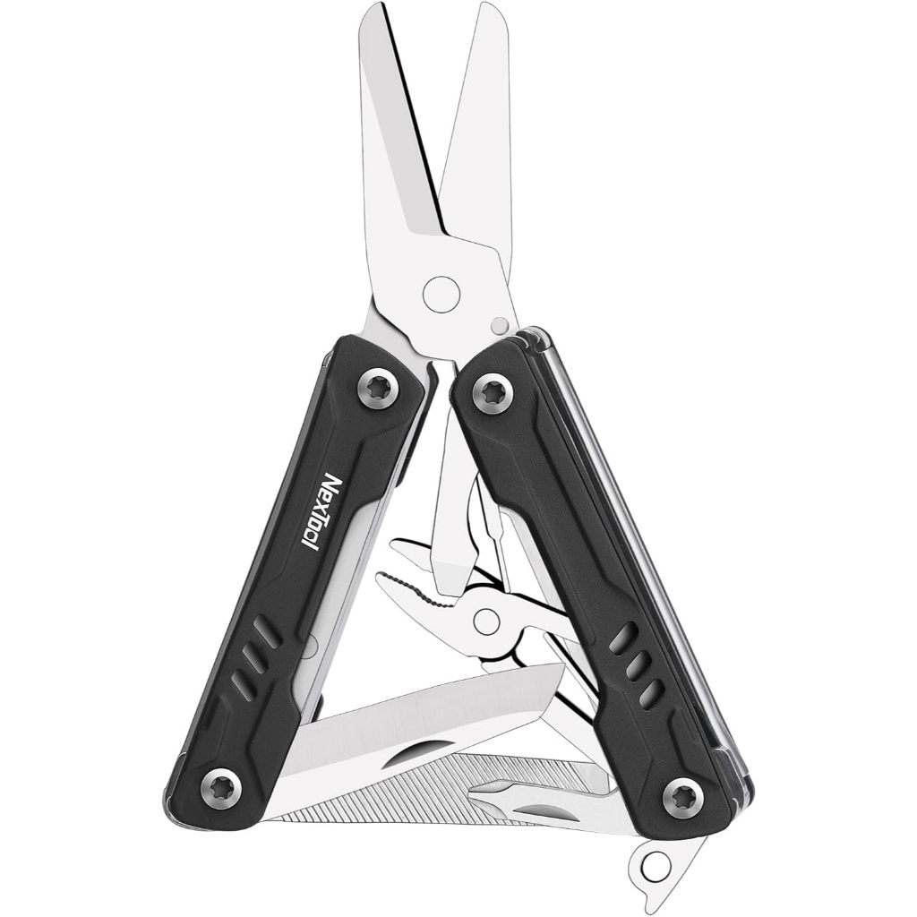 NexTool กรรไกรกะลาสี Multitool 10-in-1 พร้อมคีมขนาดเล็กชุดสําหรับตกปลา Camping NE20237A สีดํา