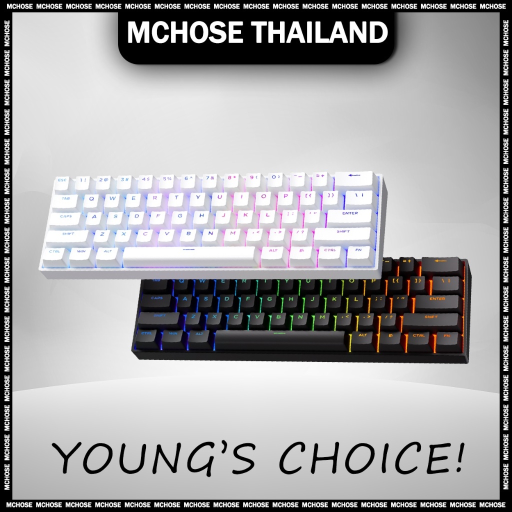 MCHOSE ACE60 Hall Effect Magnetic Switch คีย์บอร์ดเกม 0.1ms Latency 0.01 มม.ความแม่นยํา RGB Hot Swap