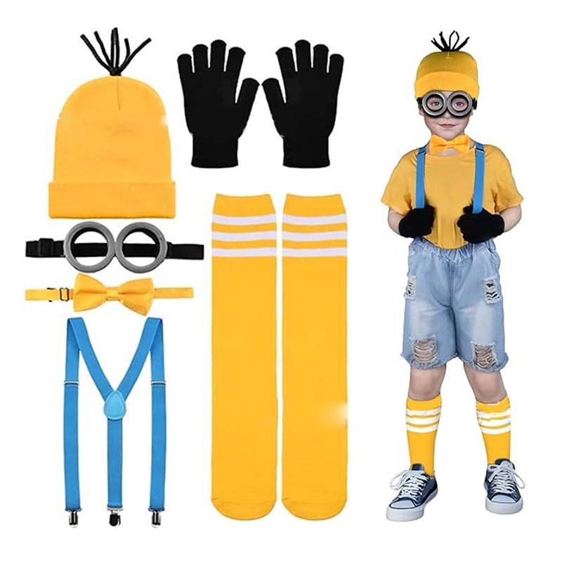 ชุดคอสเพลย์ Minion พร้อมแว่นตาและหมวก 6 ชิ้น/เซ็ต สไตล์ Despicable Me