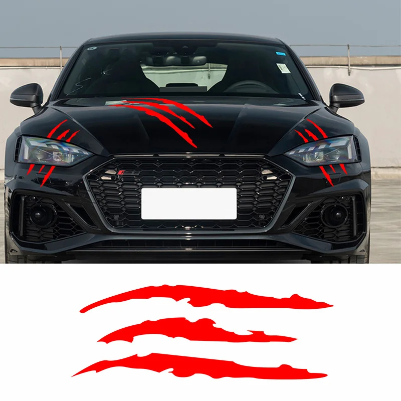 รถ Monster Claw Scratch Decal สติกเกอร์สะท้อนแสงสําหรับรถยนต์ Auto ไฟหน้าตกแต่งไวนิล Decal