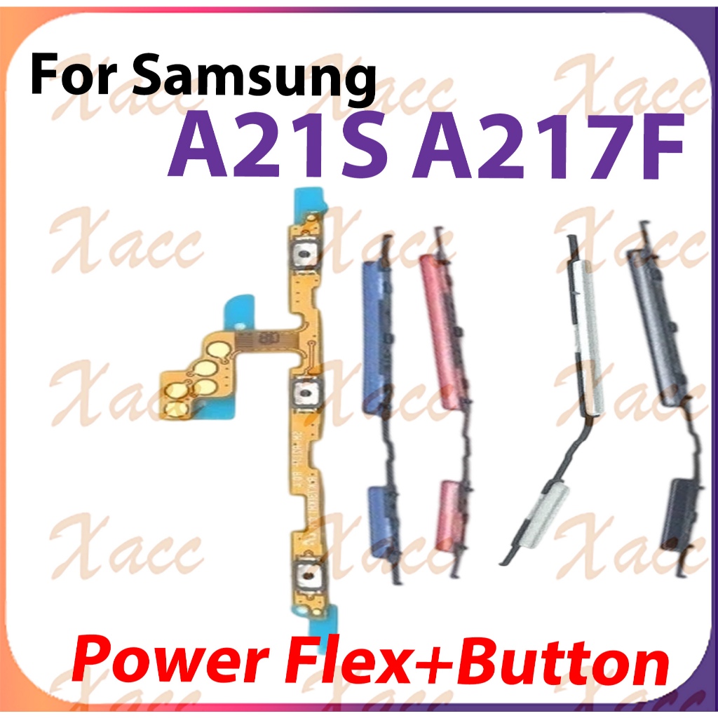 สําหรับ Samsung A21S A217F ปุ่มปรับระดับเสียงริบบิ้น Flex Cable พร้อมอะไหล่ซ่อมเอาต์พุตกุญแจด้านข้าง