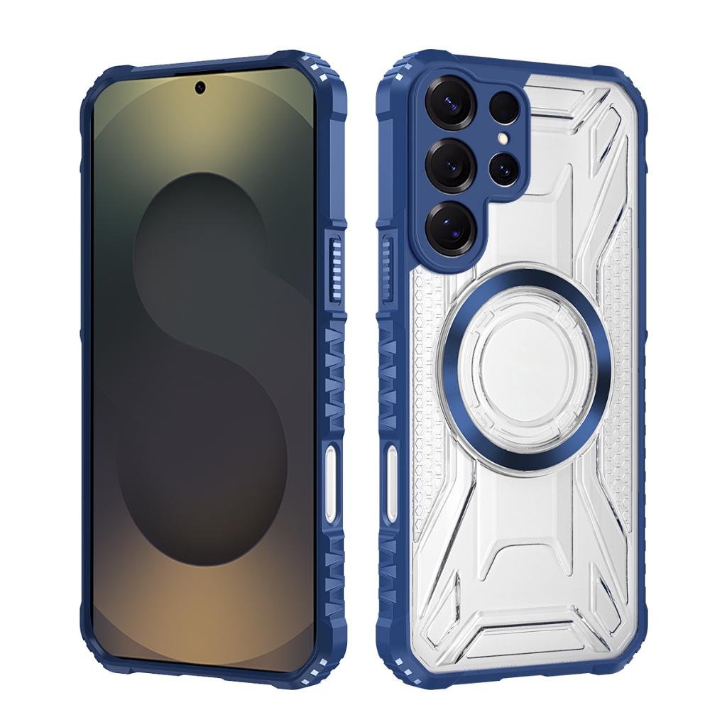 สําหรับ Samsung Galaxy S25 Edge S23 Plus S24 FE S22 Ultra 5G เคสกันกระแทกไร้สายชาร์จแม่เหล็กฝาครอบโปร่งใสกล้องเลนส์ป้องกันปลอก